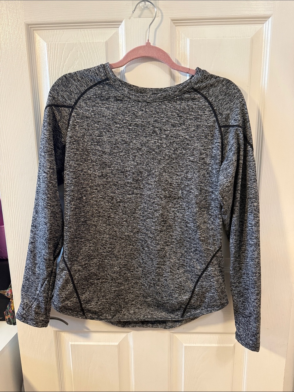 SHEIN Gray Heather Long Sleeve Pullover Top